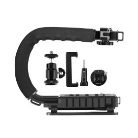 U/C Shaped Portable Handheld DV Bracket Stabilizer Kit With Cold Shoe Tripod Head & Phone Clamp & Quick Release Buckle & Long Screw For All SLR C