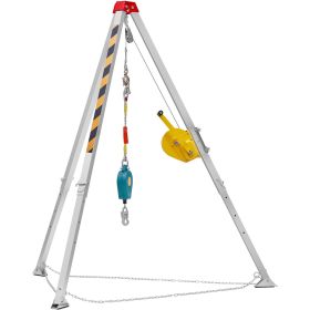 VEVOR Confined Space Tripod Kit, Confined Space Tripod 7' Legs and 98' Cable, Confined Space Rescue Tripod 32.8' Fall Protection, 1800 lbs Winch