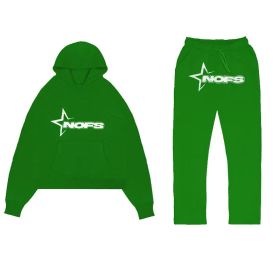 Tracksuit Mens Y2k Loose Casual Jogging Suit Nofs Printed Streetwear Hoodie Sweatpants Set (Color: Green, size: M)