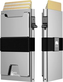 furid Smart Card Wallet for Men Slim: Wallets RFID Blocking - Metal Pop Up Front Pocket Business Card Holder - Gift Boxed for Him Stocking Stuffe (Color: Lunar Argent)