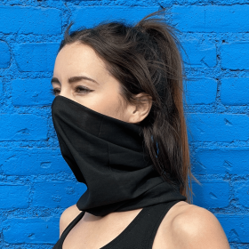 JupiterGear Hemless Neck Gaiter Face Mask for Fishing & Outdoor Activities (Color: Black)