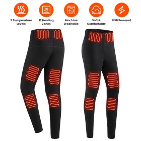 Winter Heated Pants for Men Women with 12 Heating Zones 5V USB Powered Heating Trouser with 3 Heating Levels Machine Washable for Outdoor Winter (size: L)