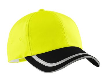 Port Authority Enhanced Visibility Cap C836 (Color: Safety Yellow/ Black, size: OSFA)